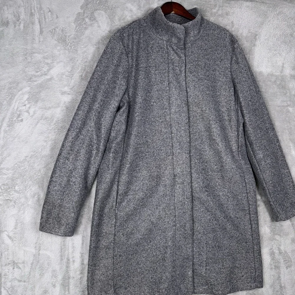 Old Navy Long‎ Peacoat Womens XL Tall Button Front Funnel Neck Light Gray